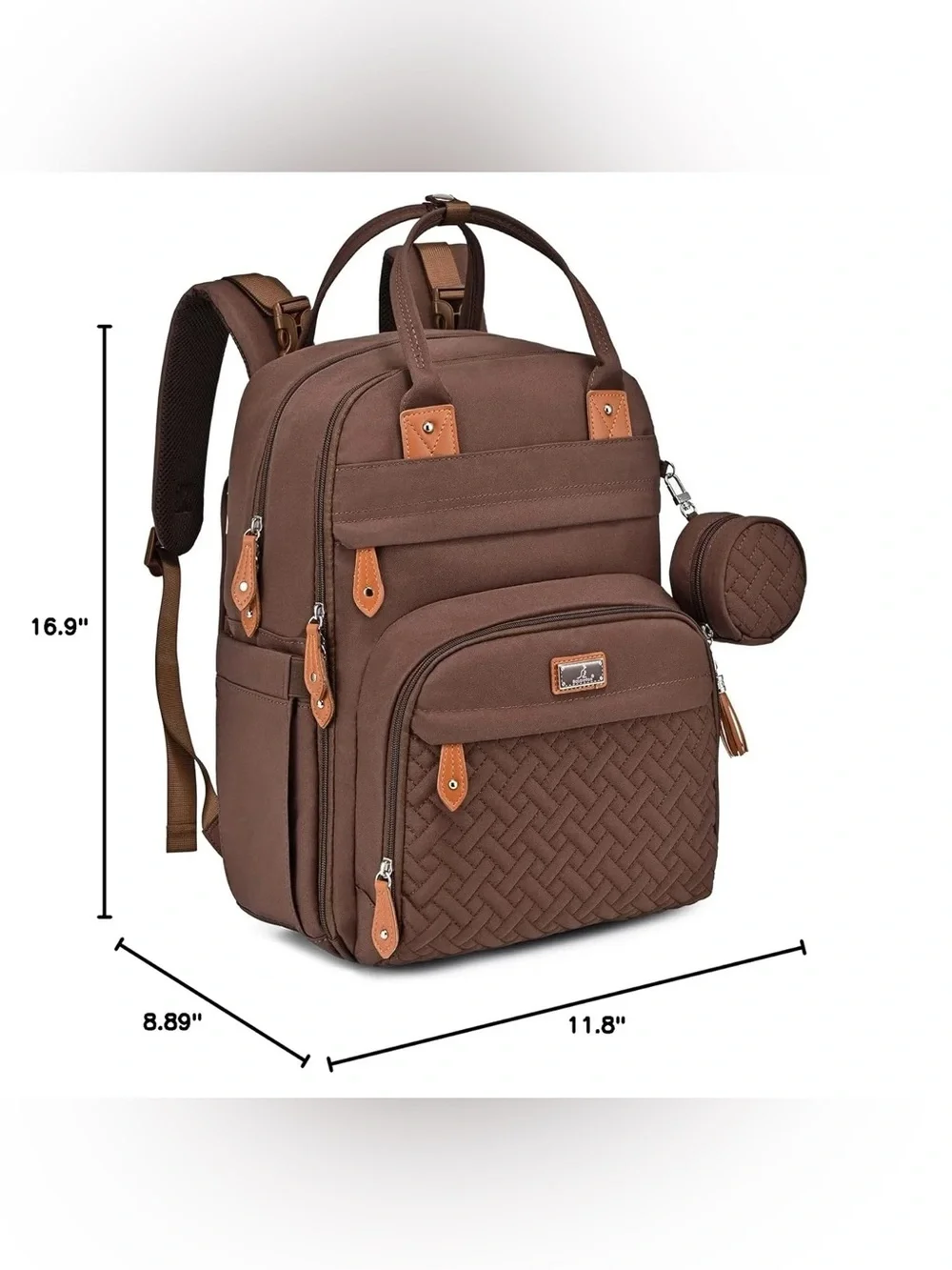 BabbleRoo Travel Diaper Multi Bag Laptop Backpack Coffee Brown Baby Gear Autumn